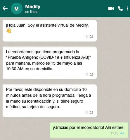 WhatsApp recordatorio